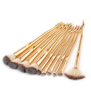 10-Piece Set: Color Fade Makeup Brushes - Golden